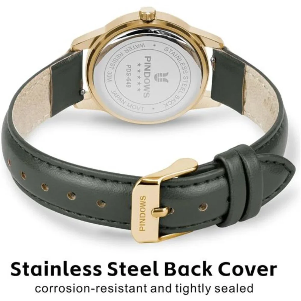 Slim Minimalist Quartz Analog Watch for Women, Gold-Tone Case - Picture 5 of 8